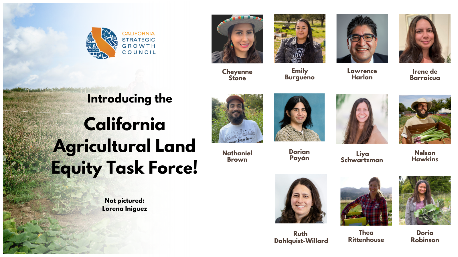 Photo of the California Agricultural Land Equity Task Force Members.