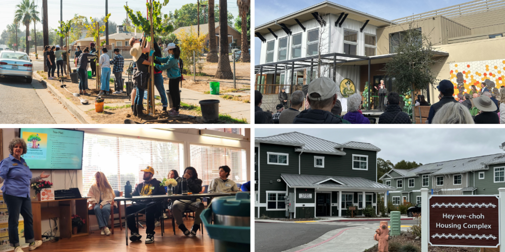 A graphic with outreach photos from four programs.